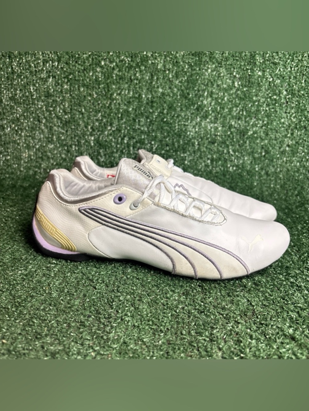 Puma Speed Cat Women’s Size 7 White Leather Lace Up Shoes